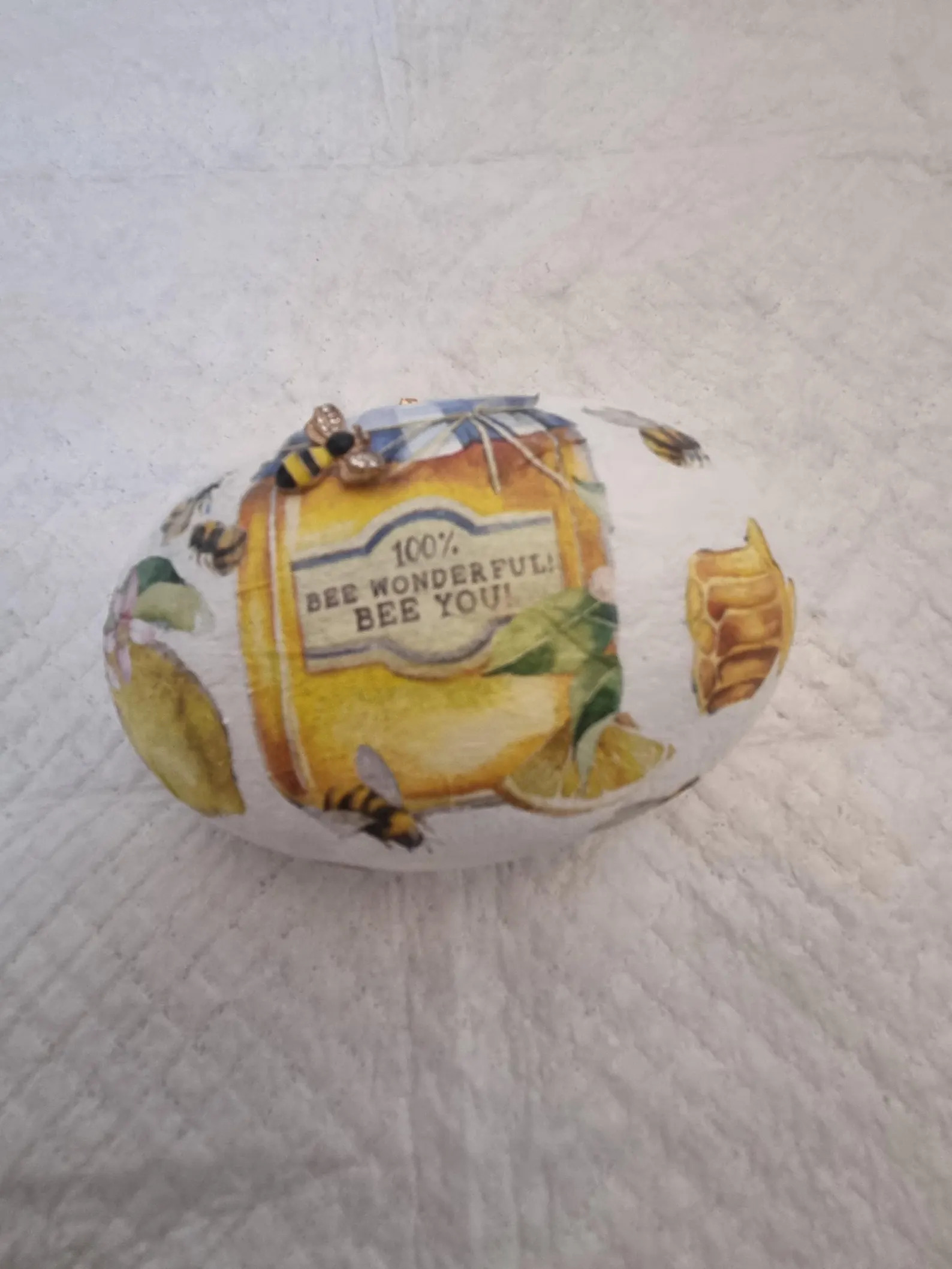 Yellow honey bee doorstop front
