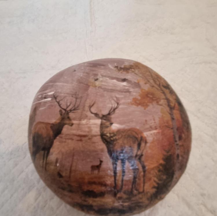 Brown woodland deer doorstop rock front